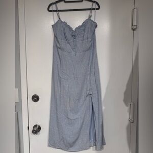 Aeropostale Light Blue Floral Maxi Dress with Spaghetti Straps